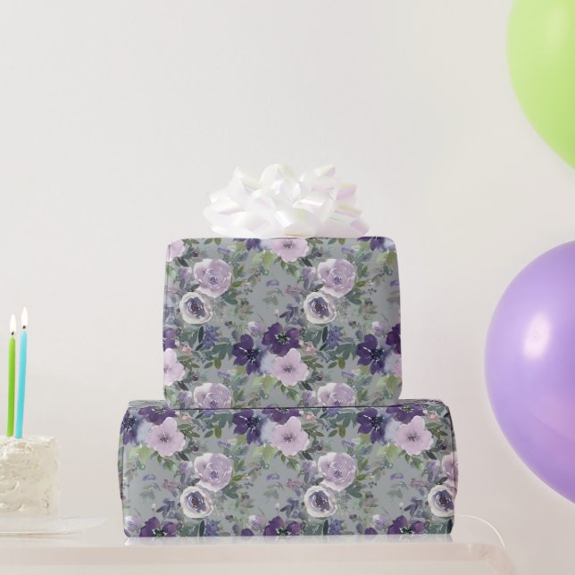 Cadeau Papier d'enveloppement à l'aquarelle violet (Cadeaux de fête)