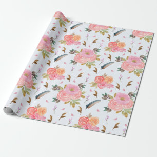 Cadeau Papier d'enveloppement à motif floral