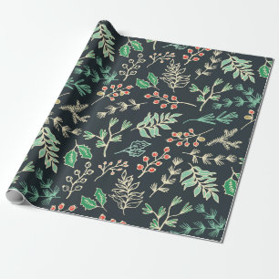 Cadeau Papier d'enveloppement à motifs floraux de Noël cl