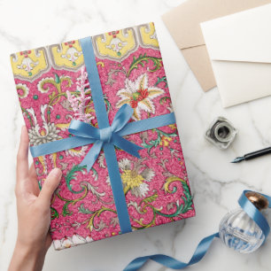 Cadeau Papier d'enveloppement à motifs floraux roses