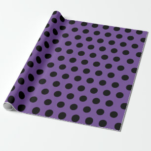 Cadeau Papier d'enveloppement à point Polka moyen noir et