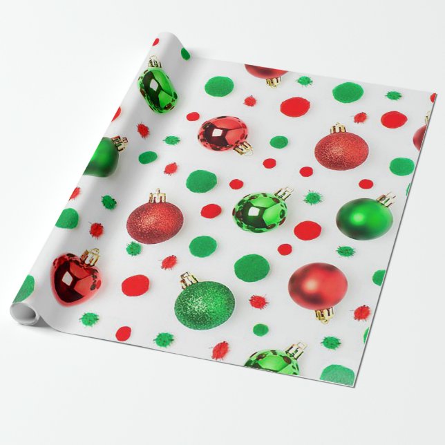 Cadeau Papier d'enveloppement à pointes vert et rouge Pol (Déroulé)