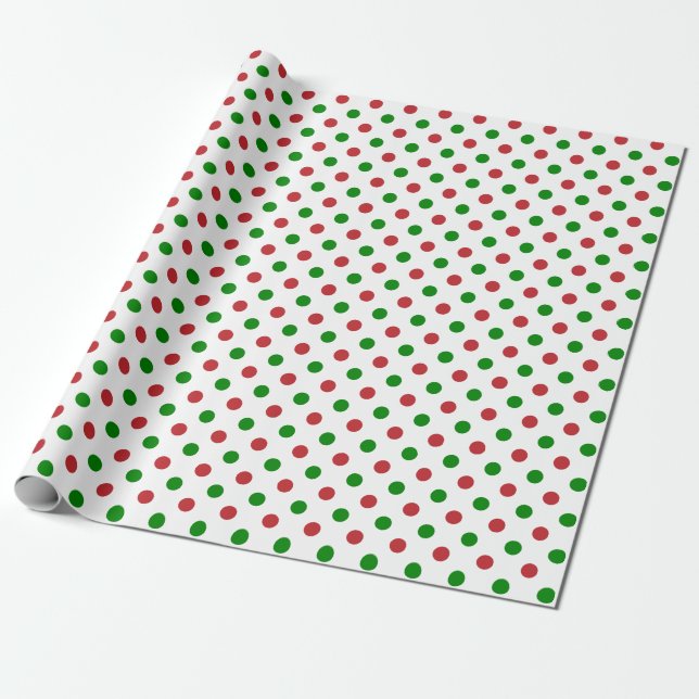 Cadeau Papier d'enveloppement à points Polka de Noël roug (Déroulé)