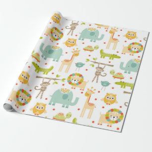 Cadeau Papier d'enveloppement animal de la jungle mignonn
