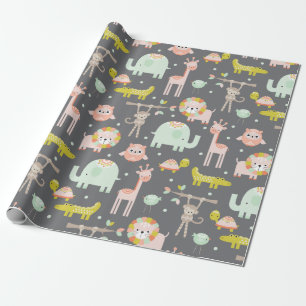 Cadeau Papier d'enveloppement animal de la jungle moderne