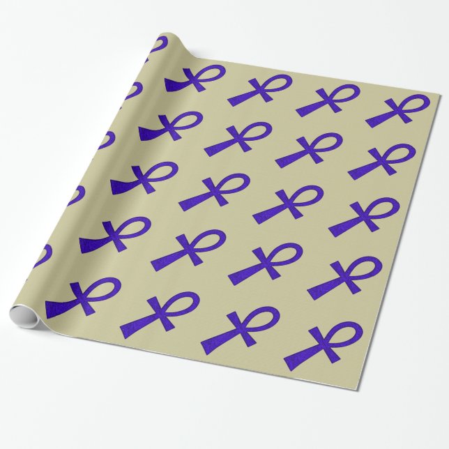Cadeau Papier d'enveloppement Ankh bleu (Déroulé)