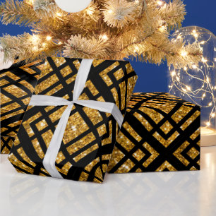 Cadeau Papier d'enveloppement Art Déco noir et or