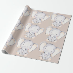 Cadeau Papier d'enveloppement Baby shower éléphant bébé