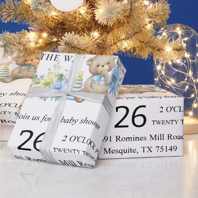 Cadeau Papier d'enveloppement Baby shower Ours En Teddy (Vacances)