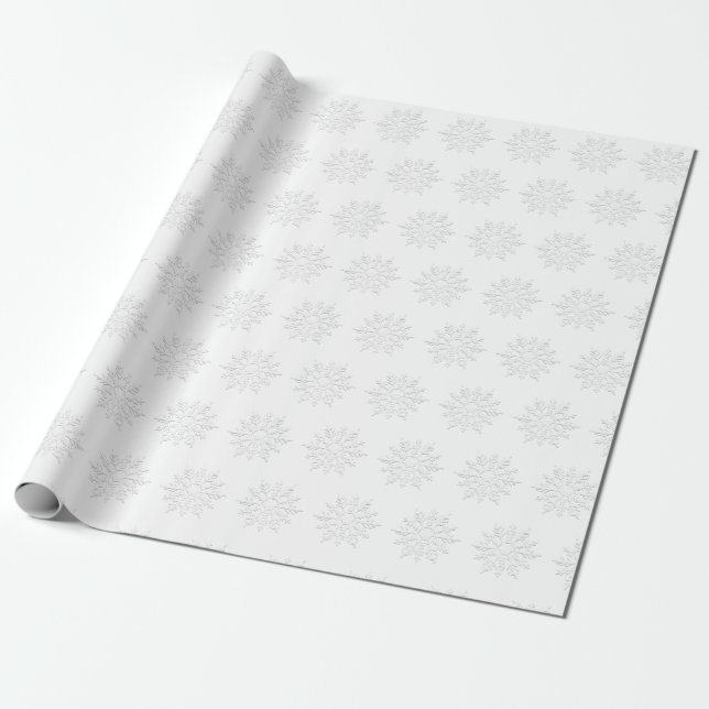 Cadeau Papier d'enveloppement blanc de flocons de neige (Déroulé)
