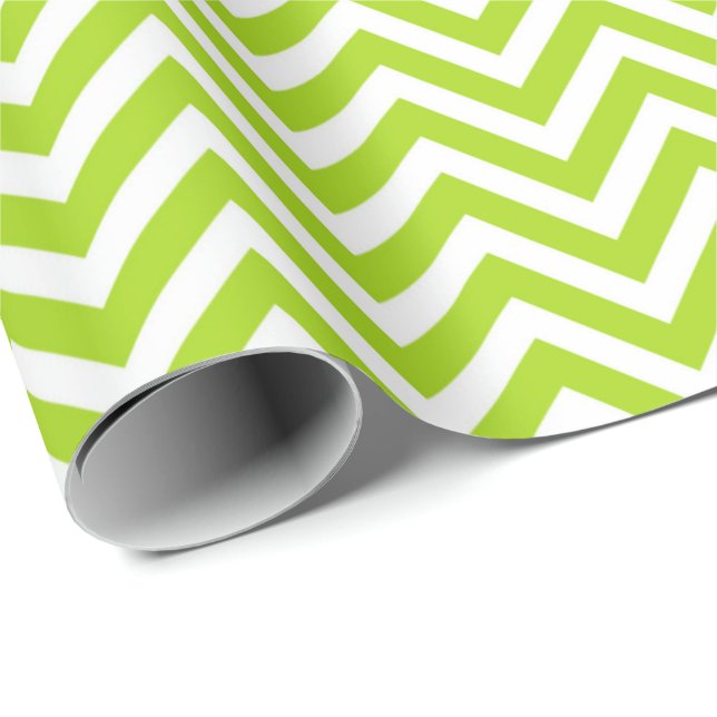 Cadeau Papier d'enveloppement blanc et vert citron (Coin rond)