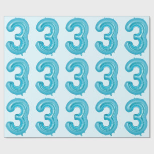 Cadeau Papier d'enveloppement bleu 3 ballons