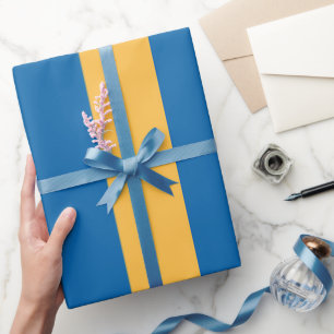 Cadeau Papier d'enveloppement bleu ciel et jaune chaud