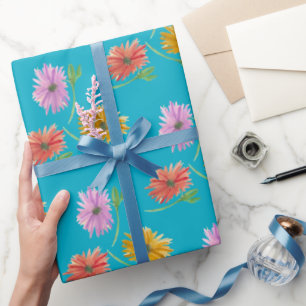 Cadeau Papier d'enveloppement bleu DaisyTrio