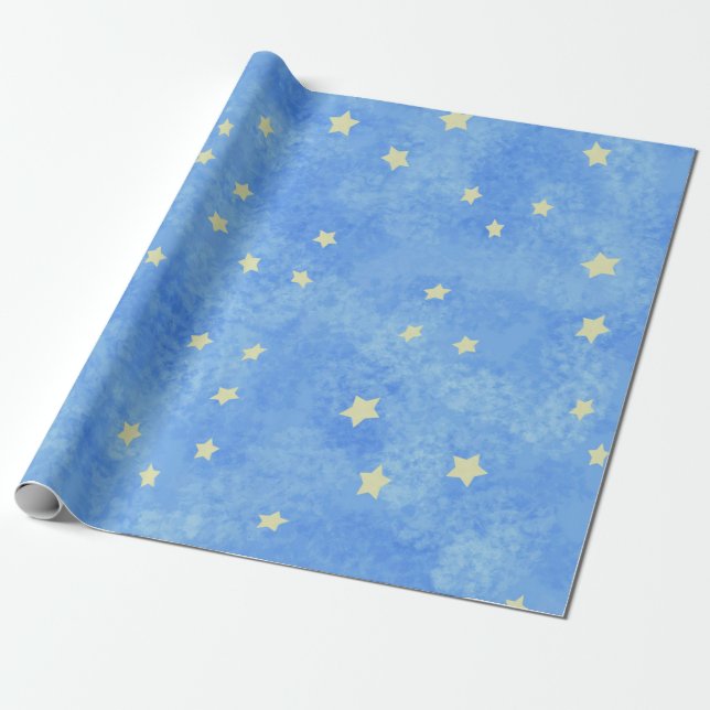 Cadeau Papier d'enveloppement bleu étoilé Abstrait (Déroulé)