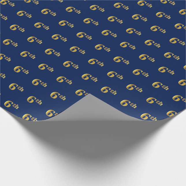 Cadeau Papier d'enveloppement bleu, Faux Gold 6e (Sixième (Coin)