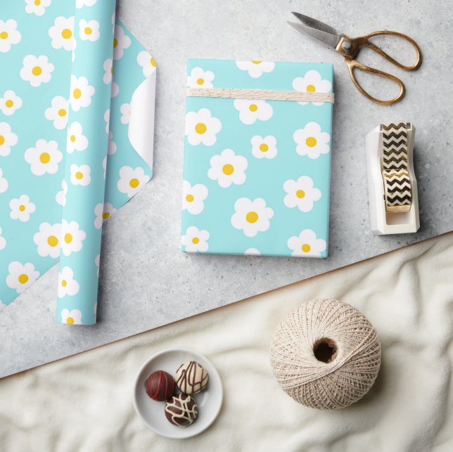Cadeau Papier d'enveloppement bleu fleur mignonne (Artisanat)