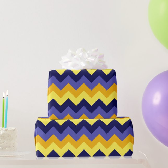 Cadeau Papier d'enveloppement bleu-jaune-or (Cadeaux de fête)