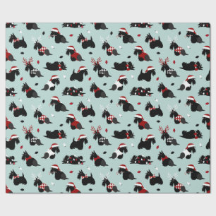 Cadeau Papier d'enveloppement bleu Terrier écossais de N
