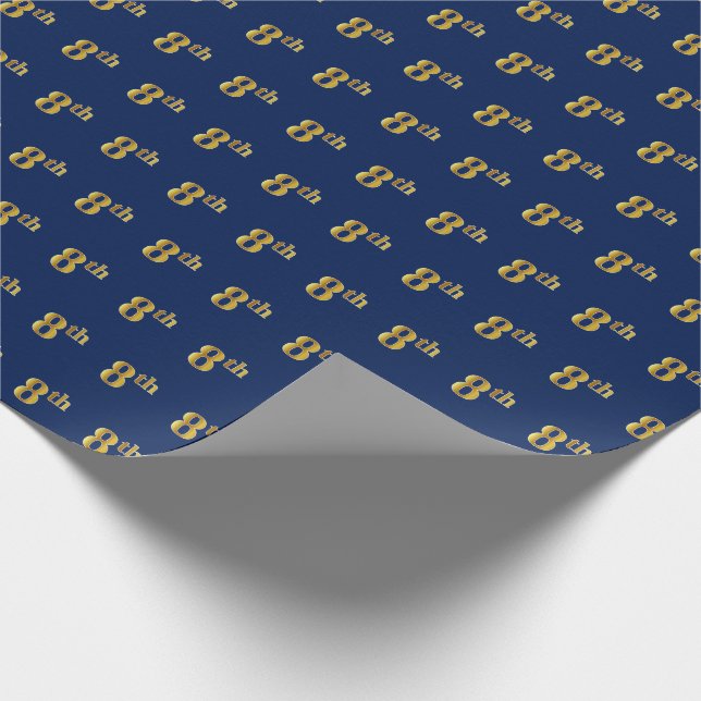 Cadeau Papier d'enveloppement Blue, Faux Gold 8th (Huitiè (Coin)