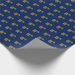 Cadeau Papier d'enveloppement Blue, Faux Gold 8th (Huitiè