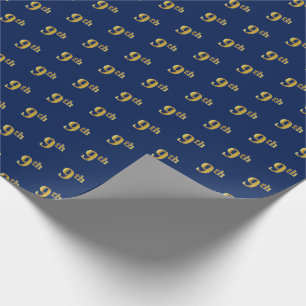 Cadeau Papier d'enveloppement Blue, Faux Gold 9th (Neuviè