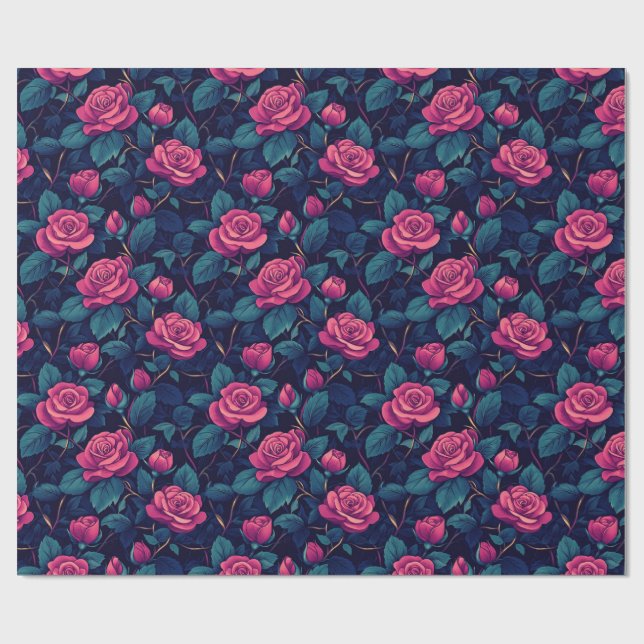 Cadeau Papier d'enveloppement botanique Rose chic (Plat)