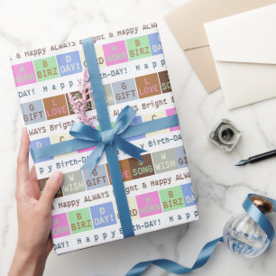 Cadeau Papier d'enveloppement Carré pour anniversaire per