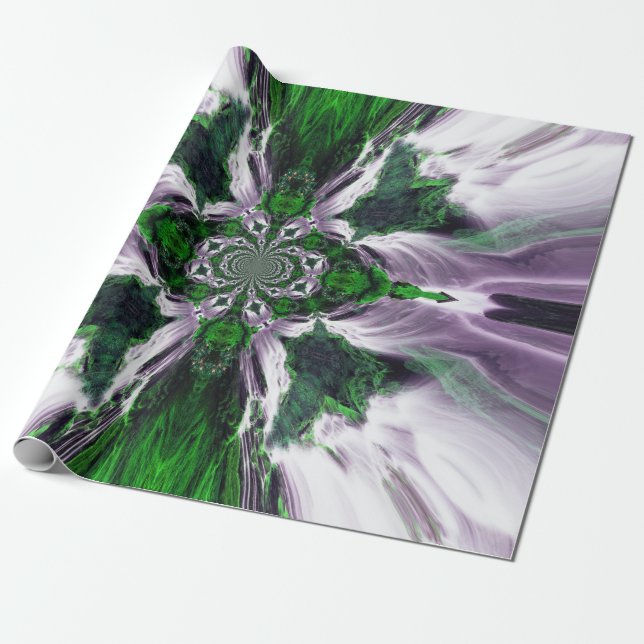 Cadeau Papier d'enveloppement Cascade de l'océan vert (Déroulé)