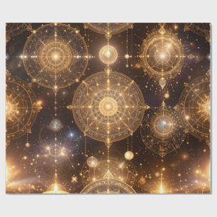 Cadeau Papier d'enveloppement céleste d'or mystique