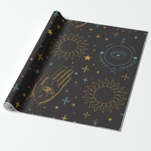 Cadeau Papier d'enveloppement céleste du soleil et de la