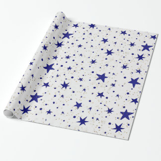 Cadeau Papier d'enveloppement céleste, étoiles et lunes