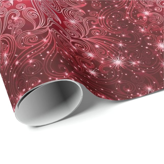 Cadeau Papier d'enveloppement céleste rouge (Coin rond)