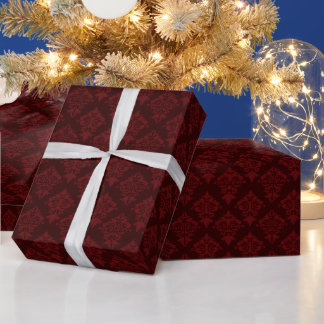 Cadeau Papier d'enveloppement Chic Bourgogne et Rouge Dam