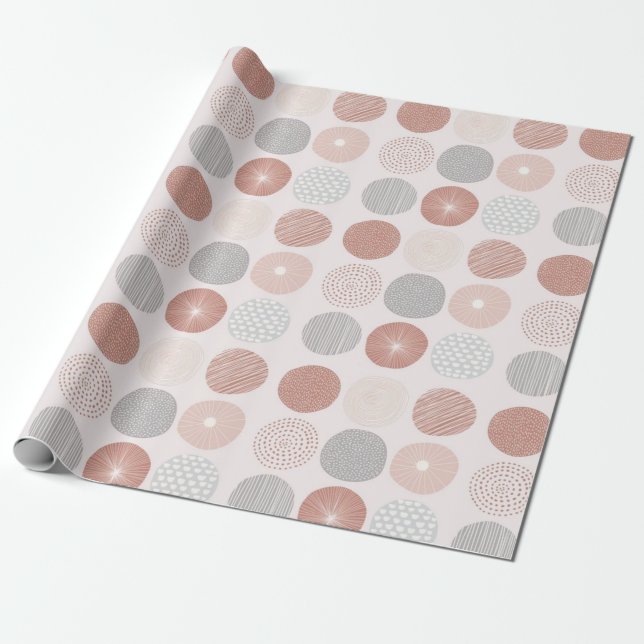 Cadeau Papier d'enveloppement circulaire Abstrait rose (Déroulé)