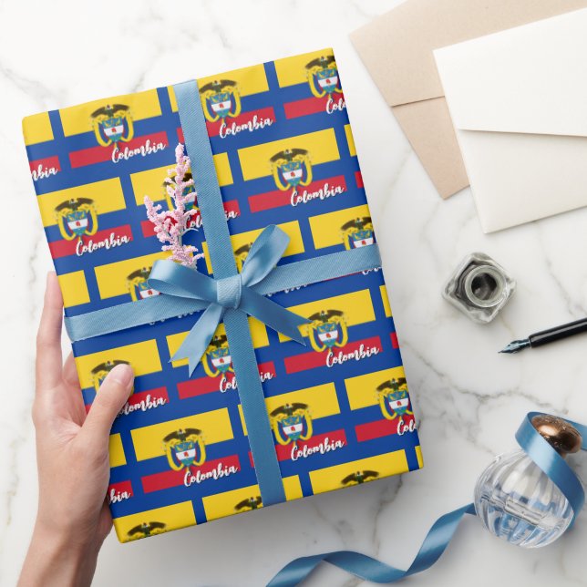 Cadeau Papier d'enveloppement Colombie, Bleu, Drapeau Col (Cadeaux)