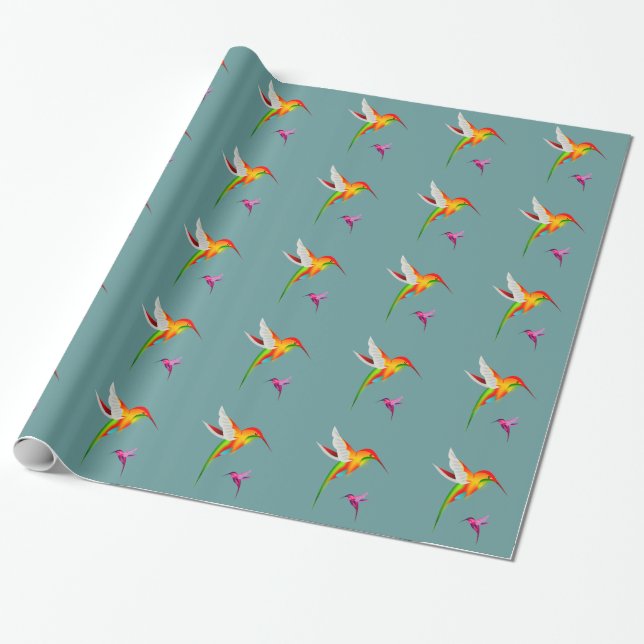 Cadeau Papier d'enveloppement coloré pour colibris (Déroulé)