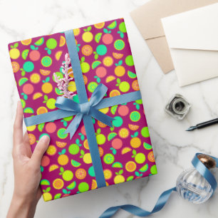 Cadeau Papier d'enveloppement coloré Retro pour agrumes