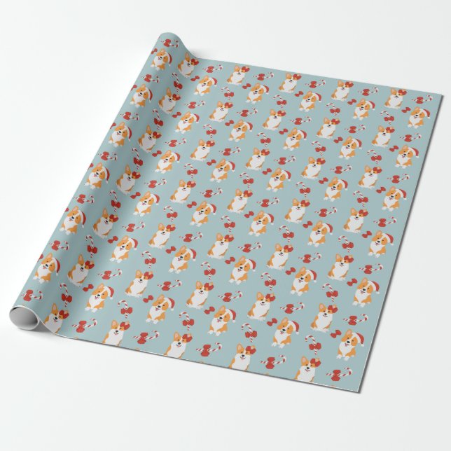 Cadeau Papier d'enveloppement Corgi de Noël mignon (Déroulé)