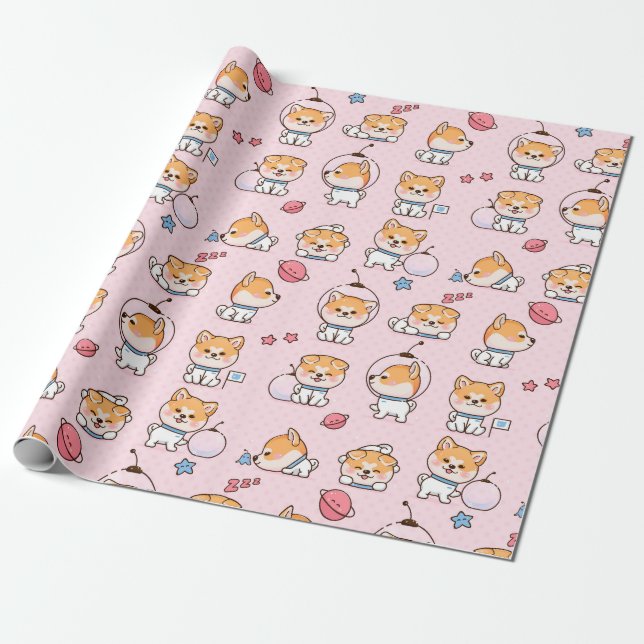 Cadeau Papier d'enveloppement Corgi mou (Déroulé)