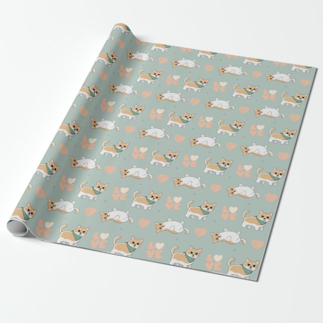 Cadeau Papier d'enveloppement Corgi mou (Déroulé)