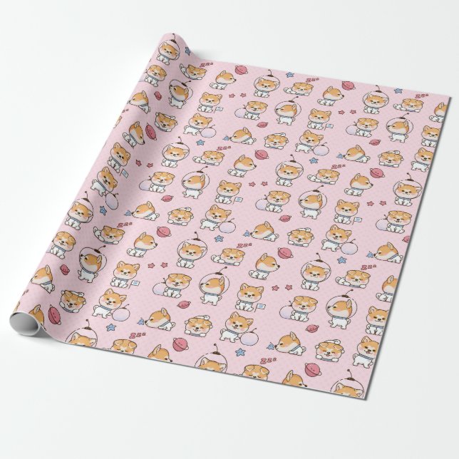 Cadeau Papier d'enveloppement Corgi mou (Déroulé)