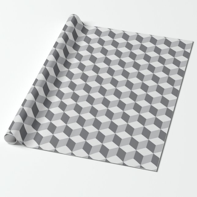 Cadeau Papier d'enveloppement cubique cool 3D (Déroulé)