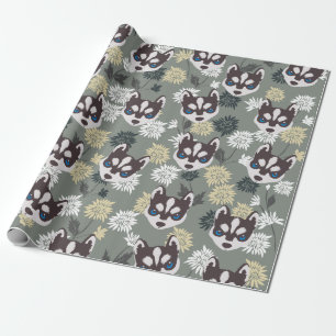 Cadeau Papier d'enveloppement Cute Husky