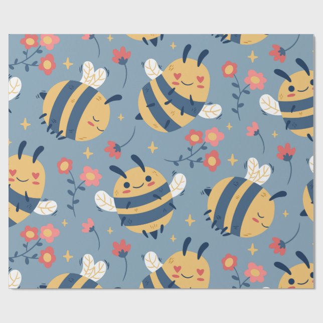 Cadeau Papier d'enveloppement d'abeille pour bébé mignonn (Plat)