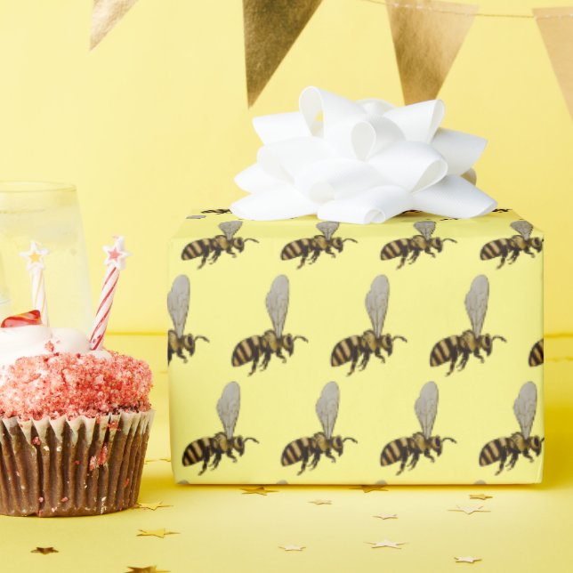 Cadeau Papier d'enveloppement d'abeilles (Fête d'anniversaire)