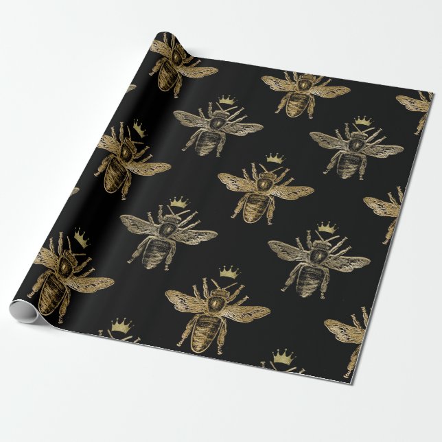 Cadeau Papier d'enveloppement d'abeilles de la reine noir (Déroulé)