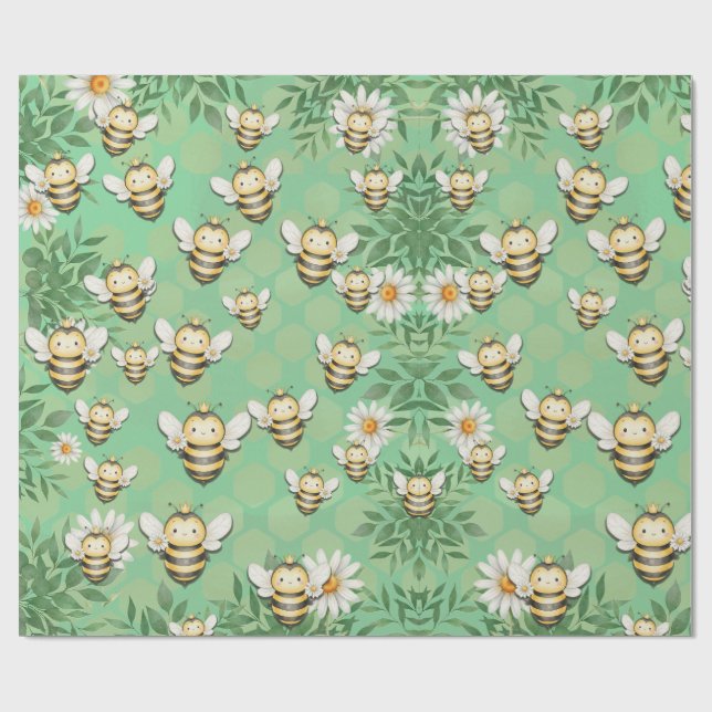 Cadeau Papier d'enveloppement d'abeilles Little Buzz (Plat)