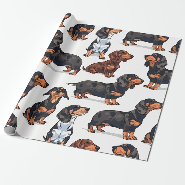 Cadeau Papier d'enveloppement Dachshund Parade (Déroulé)