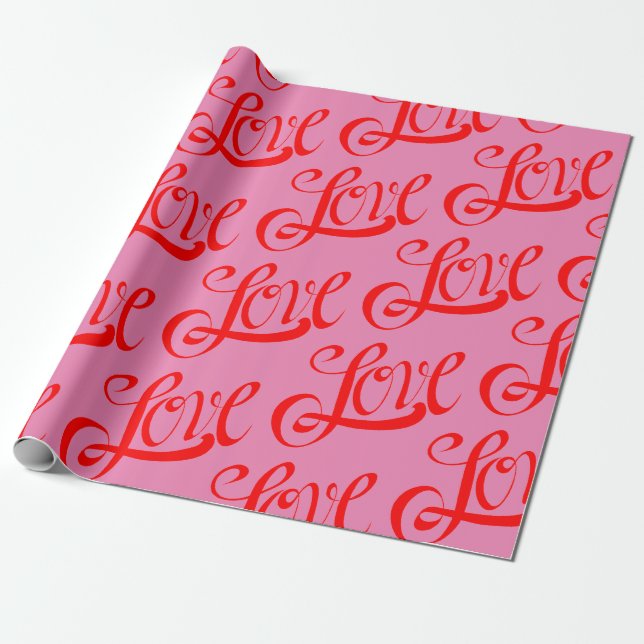 Cadeau Papier d'enveloppement d'amour rouge et rose (Déroulé)